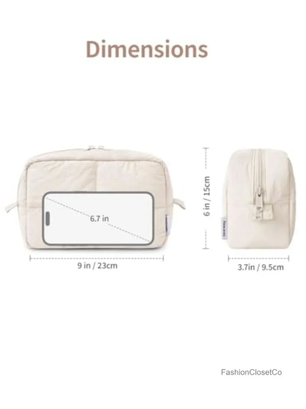 Puffy Quilted Makeup Bag Travel Toiletry Organizer Water-Resistant Nylon